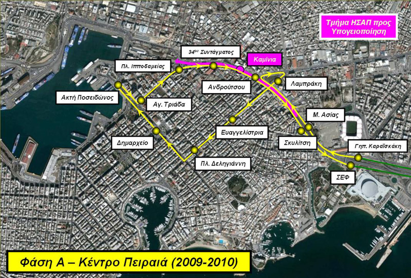 Επέκταση του Τραμ προς Πειραιά, κυκλική γραμμή ΣΕΦ - Ακτή Ποσειδώνος. Πηγή: ΣΤΑΣΥ