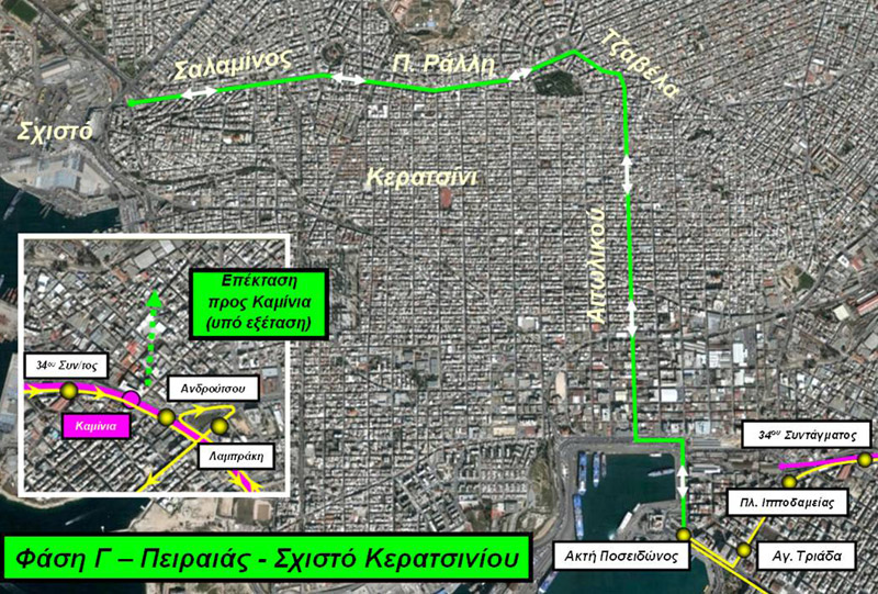 Επέκταση του Μετρό προς Κερατσίνι, γ' φάση. Πηγή: ΣΤΑΣΥ